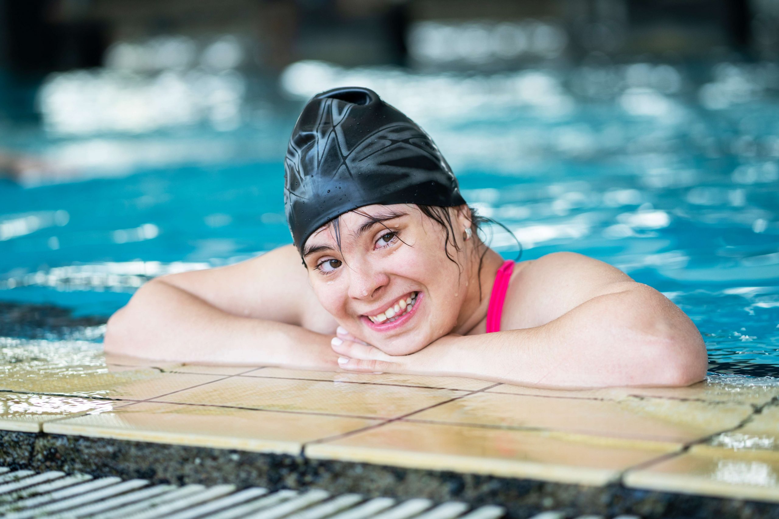 Woman with disability swimming
